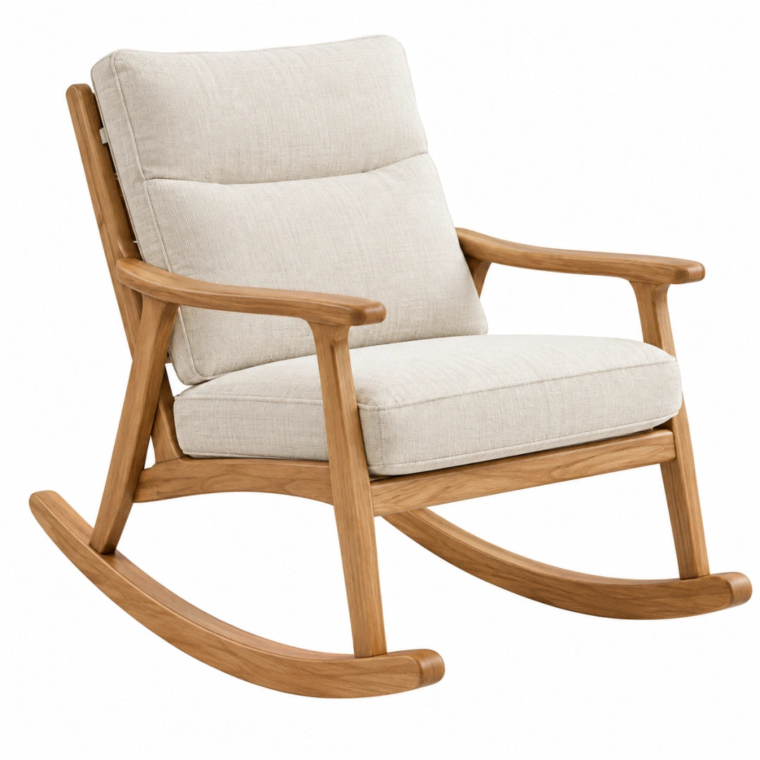 Schaukelstuhl 70 x 90 x 100 cm Holz Beige gepolstert im skandinavischen Stil