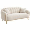2-Sitzer Sofa 160 x 85 x 78 cm Textilbezug Cremefarben mit Metallgestell im Glamour-Stil