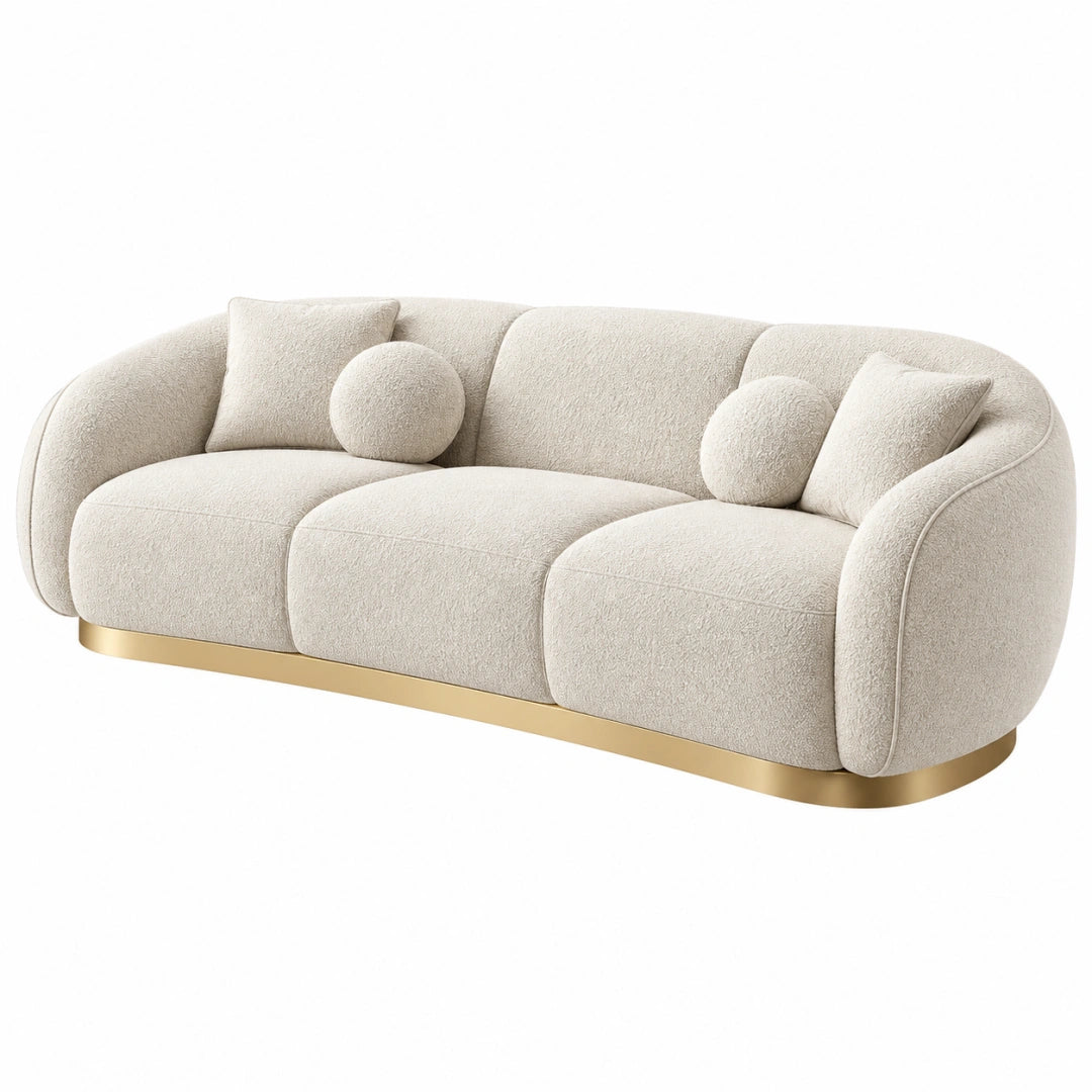 3-Sitzer Sofa 230 x 95 x 78 cm Bouclé Creme mit Metallfuß modern
