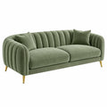 2-Sitzer Sofa 180 x 85 x 78 cm grüner Samtbezug mit Metallfüßen im Art-Déco-Stil