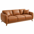 3-Sitzer Sofa 210 x 90 x 85 cm in Cognacbraun Lederoptik mit Holzfüßen